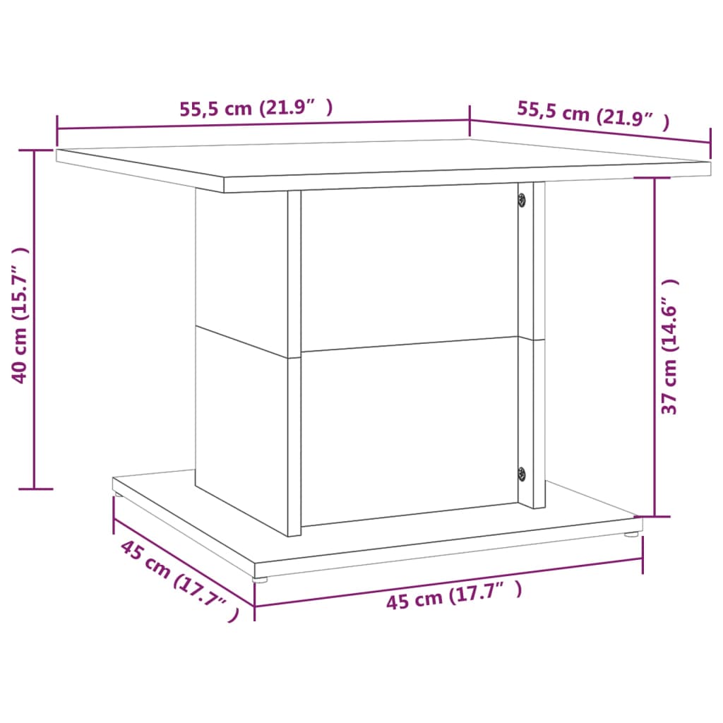 Couchtisch Grau Sonoma 55,5x55,5x40 cm Holzwerkstoff - Pazzar.ch