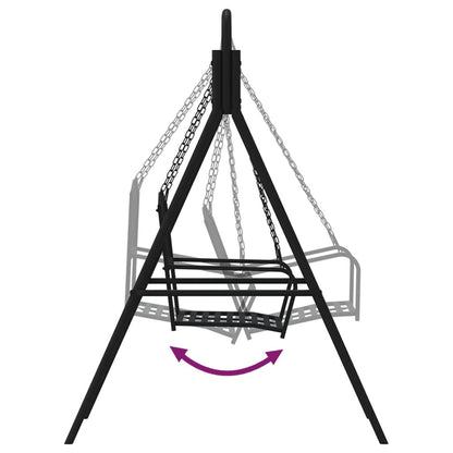 Hollywoodschaukel 124 cm Schwarz Stahl - Pazzar.ch