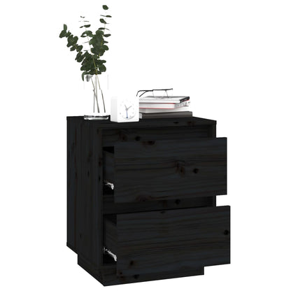Nachttische 2 Stk. Schwarz 40x35x50 cm Massivholz Kiefer - Pazzar.ch