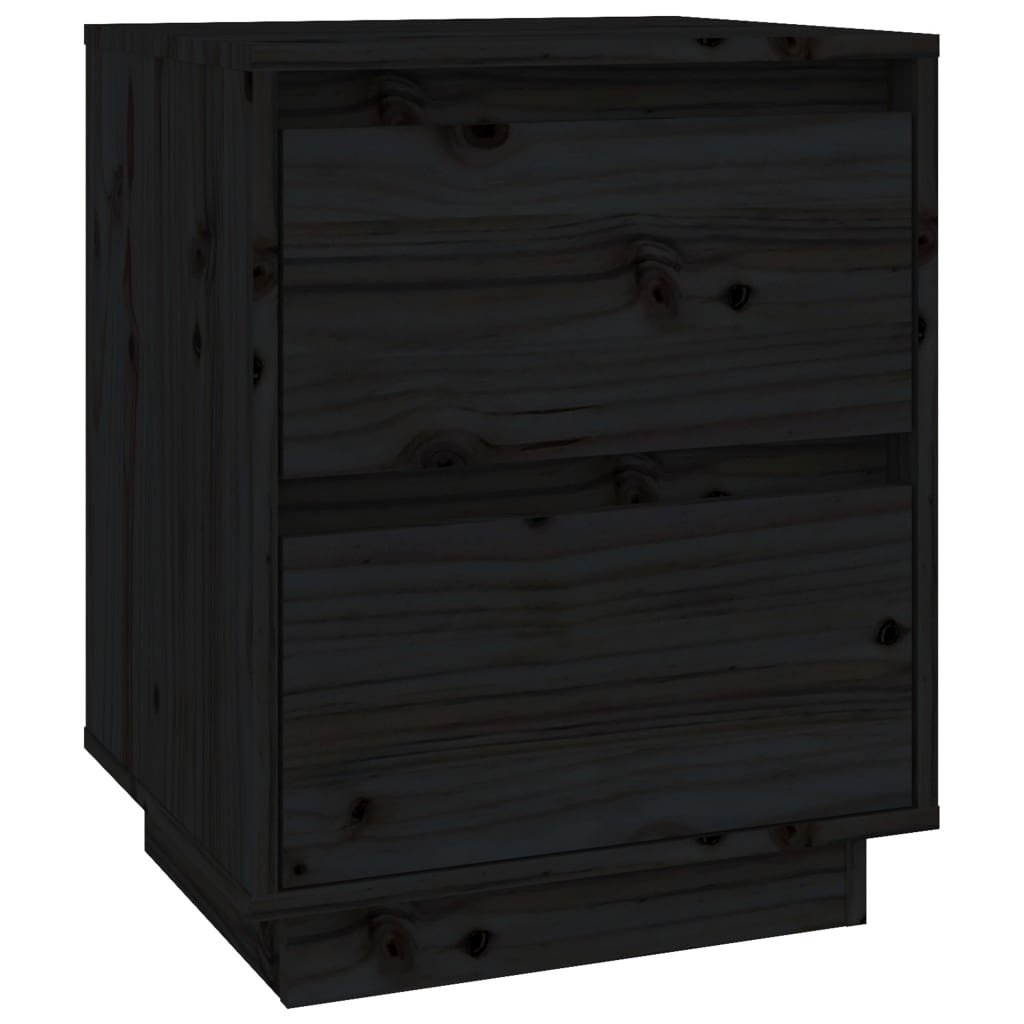 Nachttische 2 Stk. Schwarz 40x35x50 cm Massivholz Kiefer - Pazzar.ch