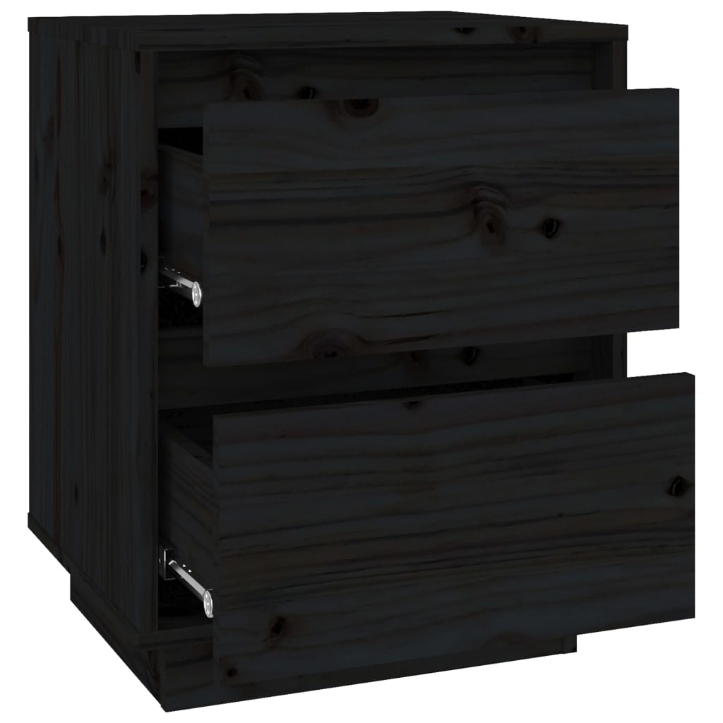 Nachttische 2 Stk. Schwarz 40x35x50 cm Massivholz Kiefer - Pazzar.ch