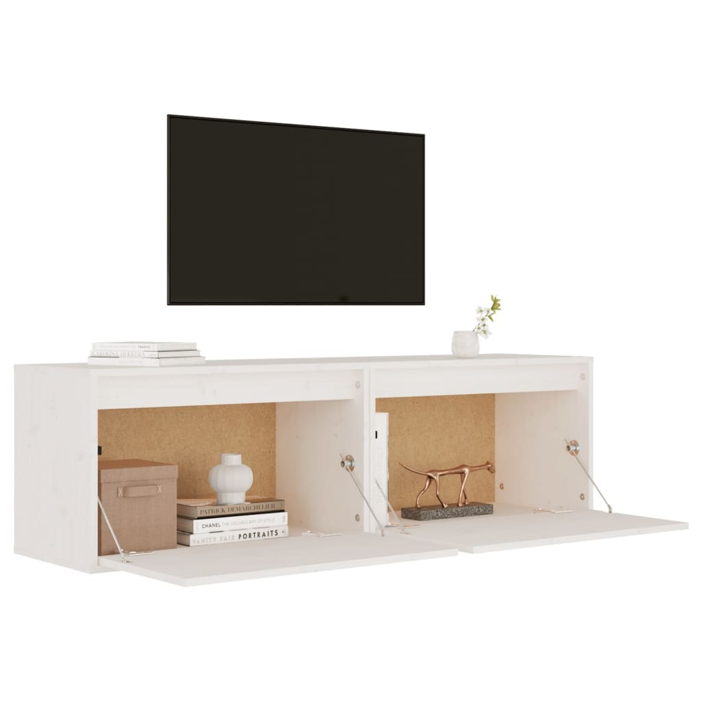 Wandschränke 2 Stk. Weiß 60x30x35 cm Massivholz Kiefer - Pazzar.ch