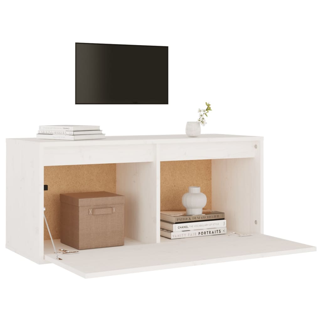 Wandschrank Weiß 80x30x35 cm Massivholz Kiefer - Pazzar.ch