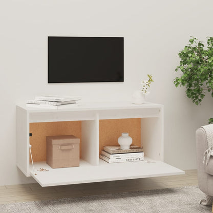 Wandschrank Weiß 80x30x35 cm Massivholz Kiefer - Pazzar.ch