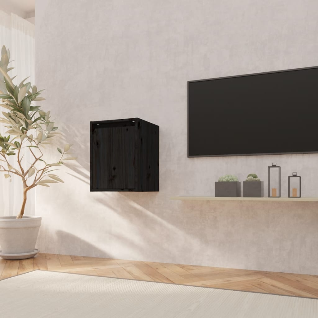 Wandschrank Schwarz 30x30x40 cm Massivholz Kiefer - Pazzar.ch