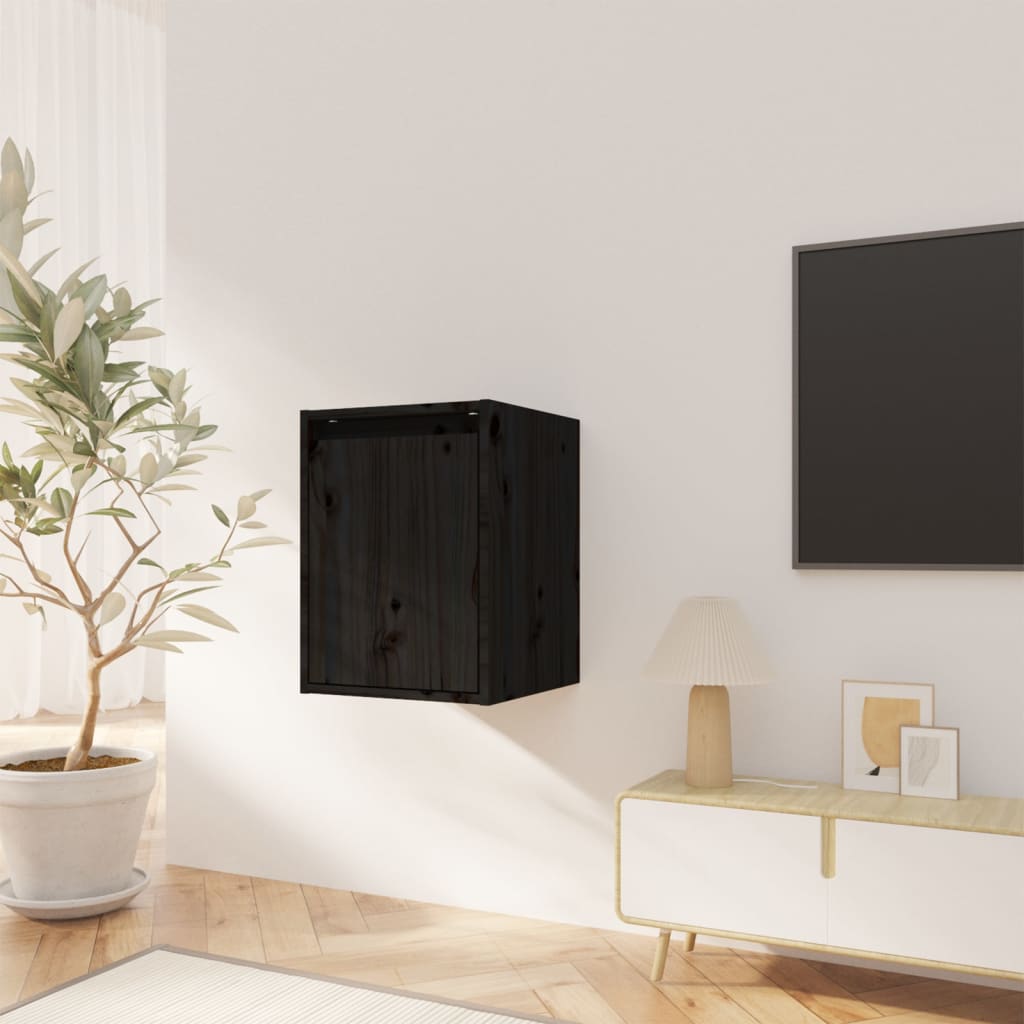 Wandschrank Schwarz 30x30x40 cm Massivholz Kiefer - Pazzar.ch