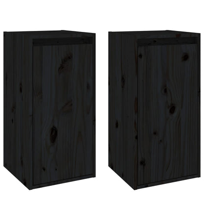 Wandschränke 2 Stk. Schwarz 30x30x60 cm Massivholz Kiefer - Pazzar.ch
