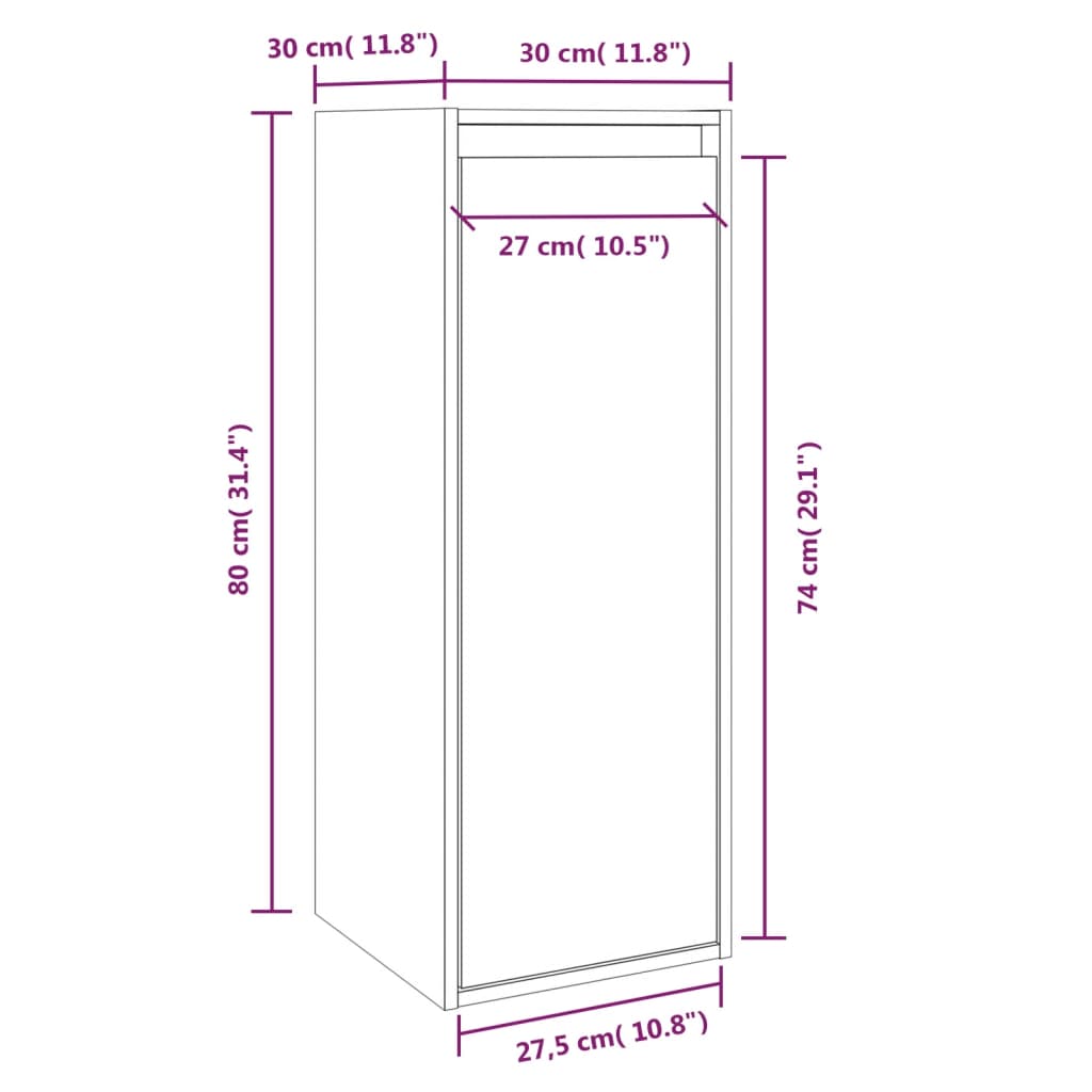 Wandschrank Grau 30x30x80 cm Massivholz Kiefer - Pazzar.ch