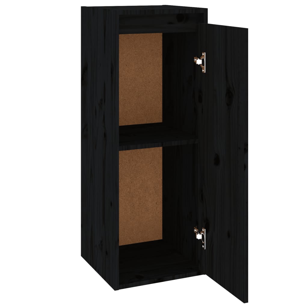 Wandschrank Schwarz 30x30x80 cm Massivholz Kiefer - Pazzar.ch