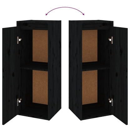 Wandschrank Schwarz 30x30x80 cm Massivholz Kiefer - Pazzar.ch