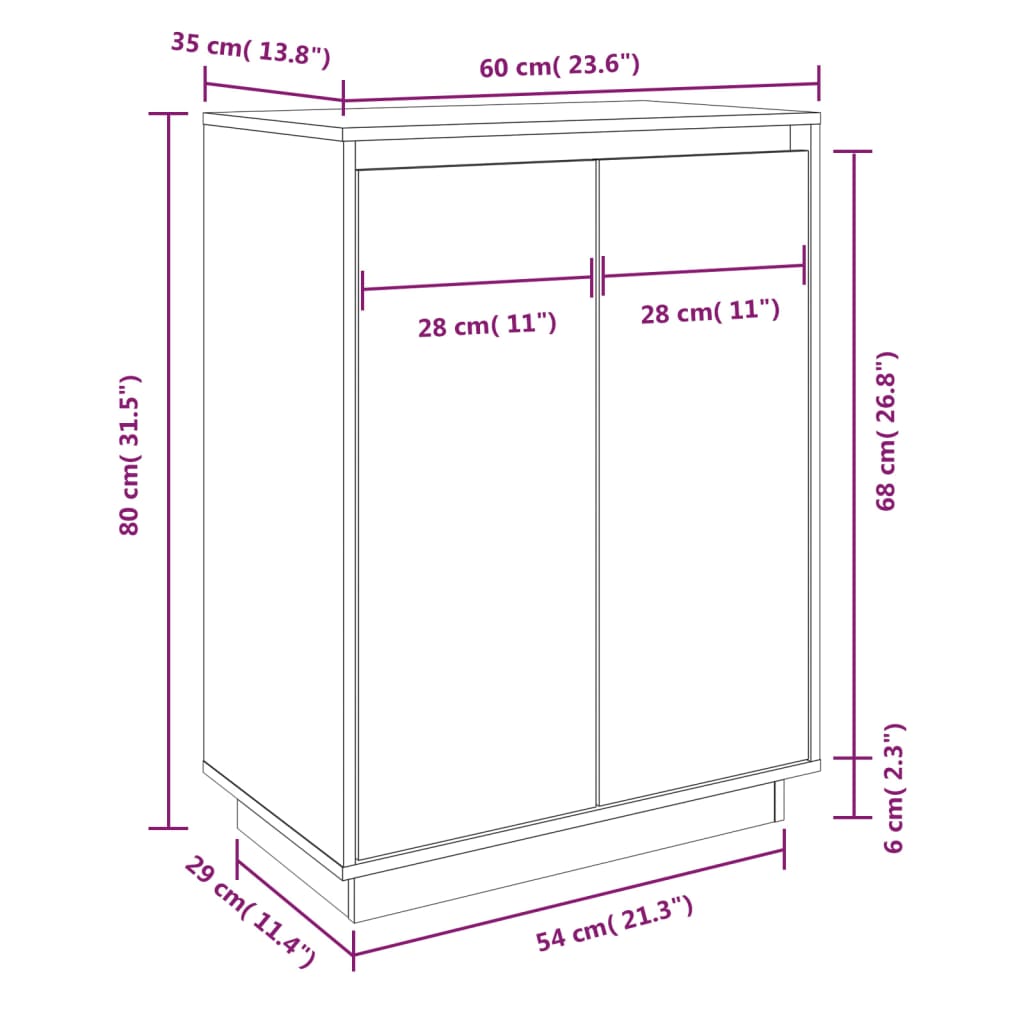 Schuhschrank 60x35x80 cm Massivholz Kiefer - Pazzar.ch
