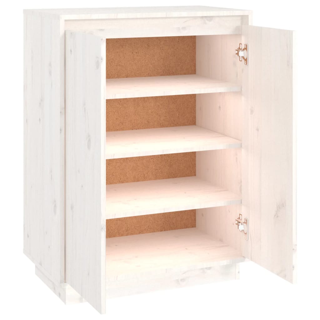 Schuhschrank Weiß 60x35x80 cm Massivholz Kiefer - Pazzar.ch