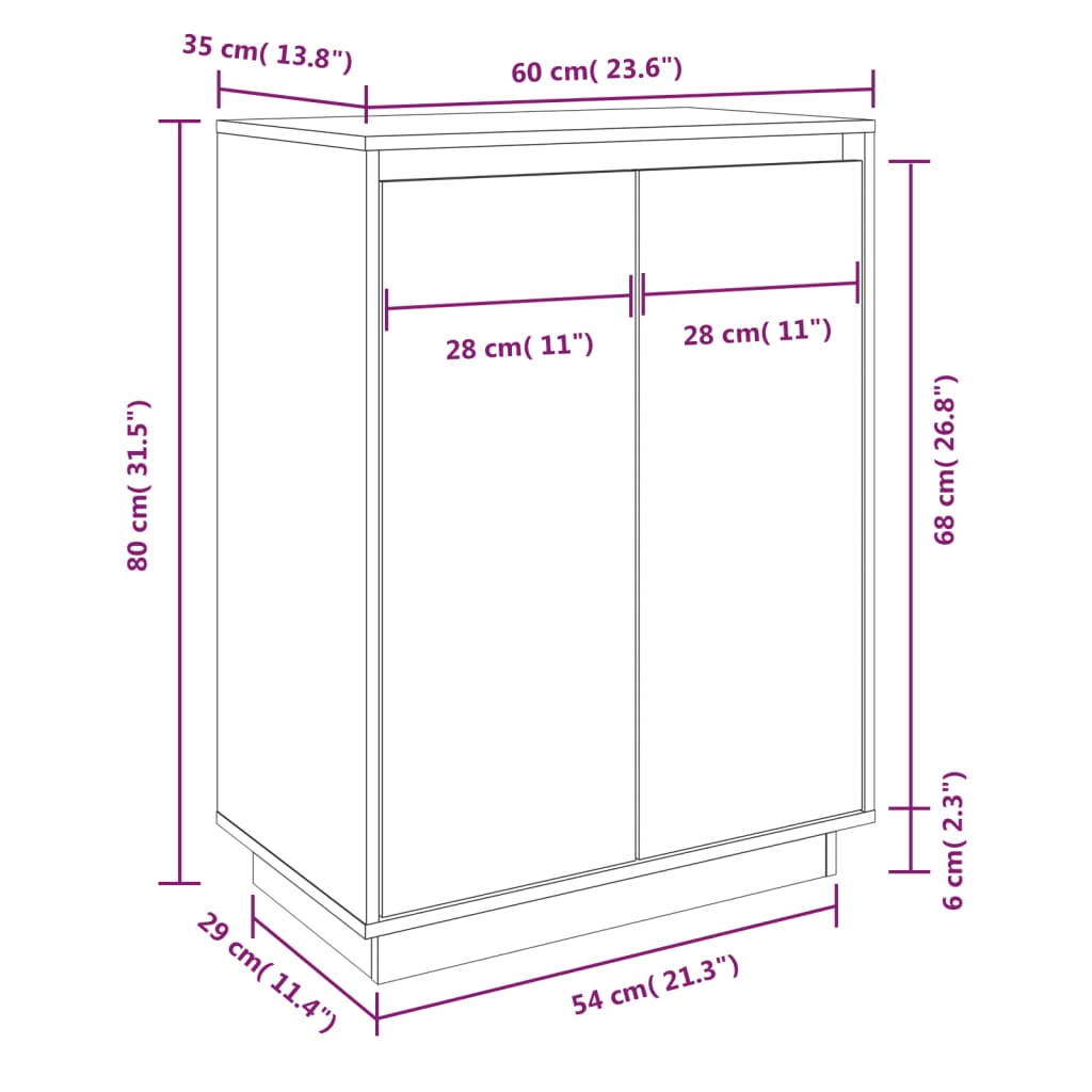 Schuhschrank Weiß 60x35x80 cm Massivholz Kiefer - Pazzar.ch