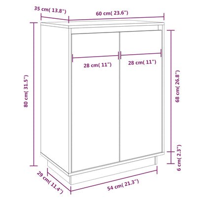Schuhschrank Weiß 60x35x80 cm Massivholz Kiefer - Pazzar.ch