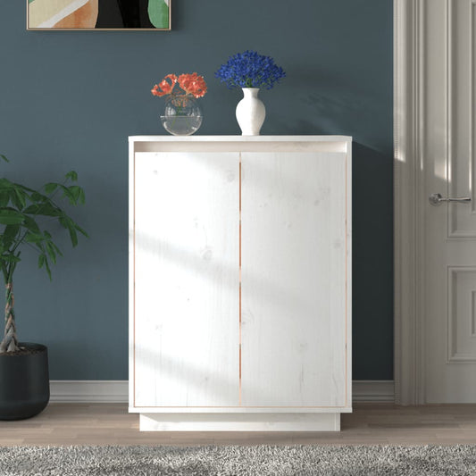 Schuhschrank Weiß 60x35x80 cm Massivholz Kiefer - Pazzar.ch