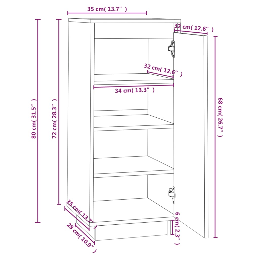 Schuhschrank 35x35x80 cm Massivholz Kiefer - Pazzar.ch