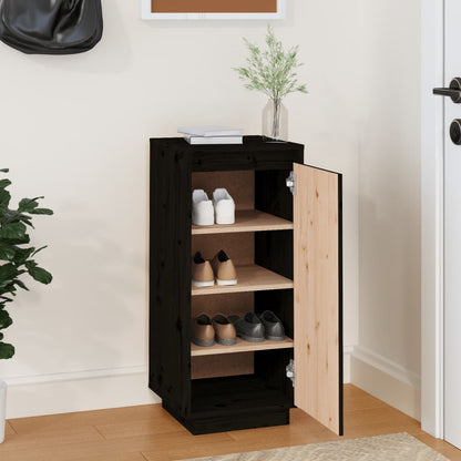 Schuhschrank Schwarz 35x35x80 cm Massivholz Kiefer - Pazzar.ch
