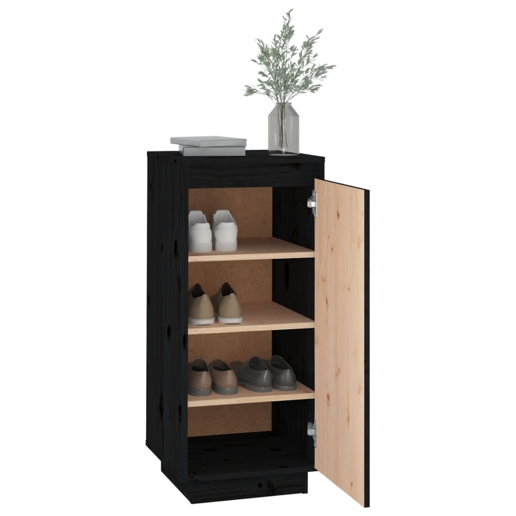 Schuhschrank Schwarz 35x35x80 cm Massivholz Kiefer - Pazzar.ch