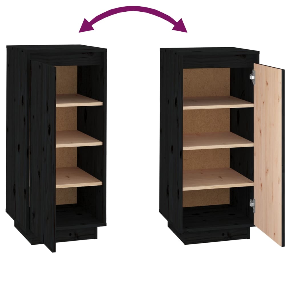 Schuhschrank Schwarz 35x35x80 cm Massivholz Kiefer - Pazzar.ch