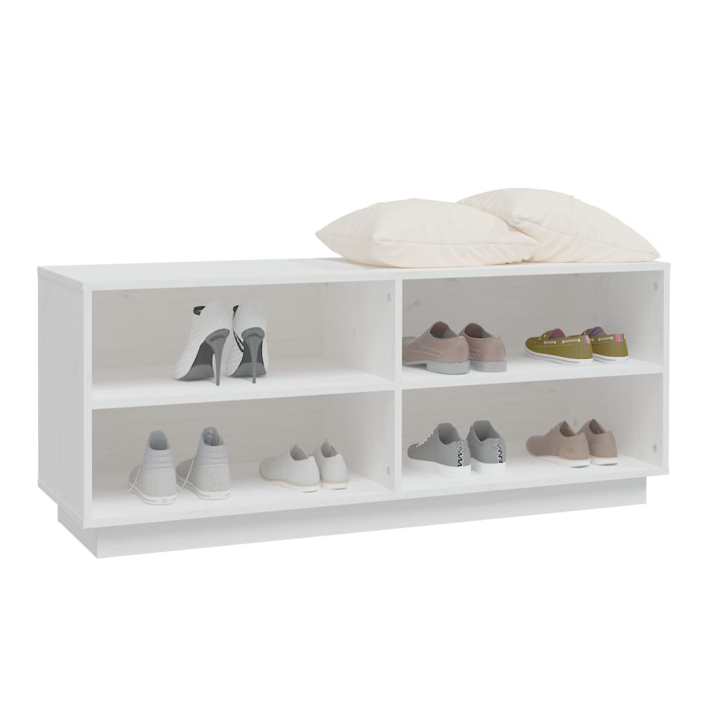 Schuhregal Weiß 110x34x45 cm Massivholz Kiefer - Pazzar.ch