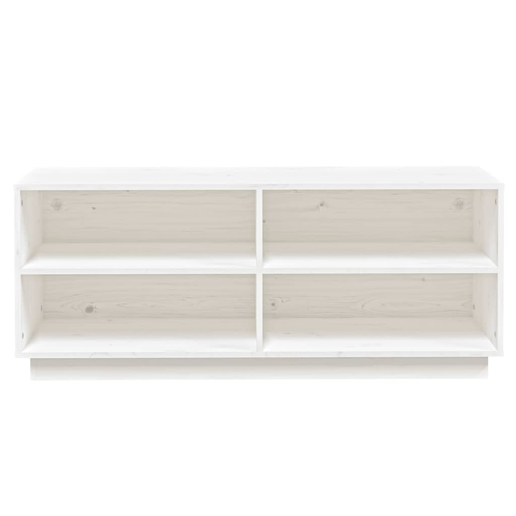 Schuhregal Weiß 110x34x45 cm Massivholz Kiefer