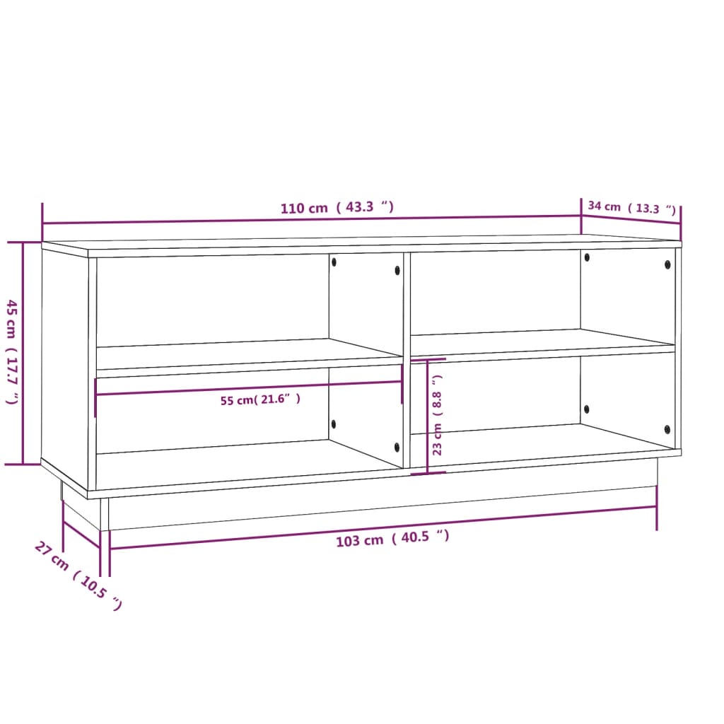 Schuhregal Weiß 110x34x45 cm Massivholz Kiefer - Pazzar.ch