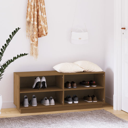 Schuhregal Honigbraun 110x34x45 cm Massivholz Kiefer - Pazzar.ch
