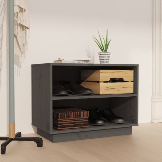 Schuhschrank Grau 60x34x45 cm Massivholz Kiefer - Pazzar.ch