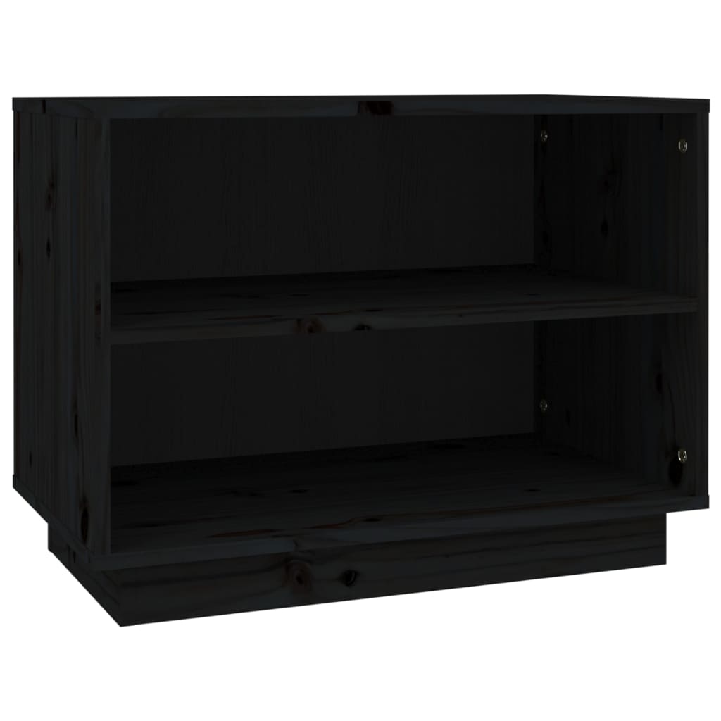 Schuhschrank Schwarz 60x34x45 cm Massivholz Kiefer - Pazzar.ch