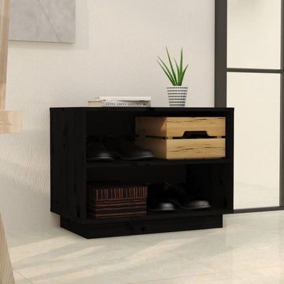 Schuhschrank Schwarz 60x34x45 cm Massivholz Kiefer - Pazzar.ch