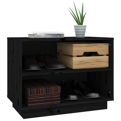Schuhschrank Schwarz 60x34x45 cm Massivholz Kiefer - Pazzar.ch