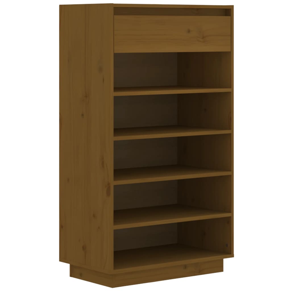 Schuhregal Honigbraun 60x34x105 cm Massivholz Kiefer - Pazzar.ch