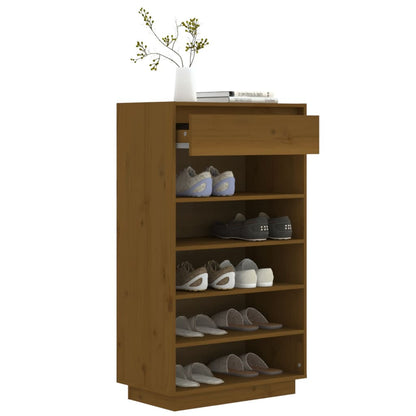 Schuhregal Honigbraun 60x34x105 cm Massivholz Kiefer - Pazzar.ch