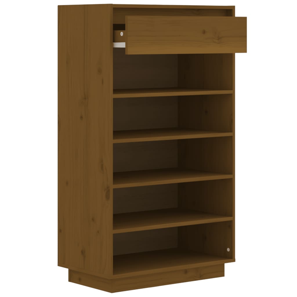Schuhregal Honigbraun 60x34x105 cm Massivholz Kiefer - Pazzar.ch