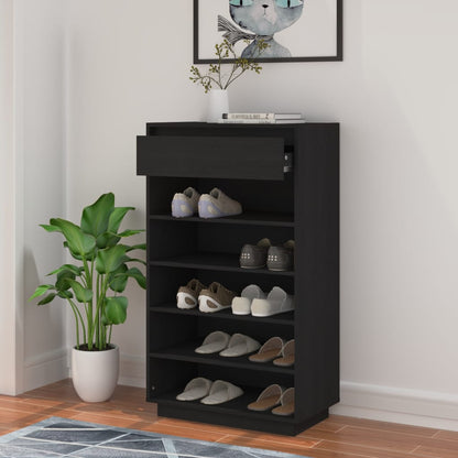 Schuhregal Schwarz 60x34x105 cm Massivholz Kiefer - Pazzar.ch