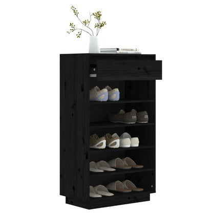Schuhregal Schwarz 60x34x105 cm Massivholz Kiefer - Pazzar.ch