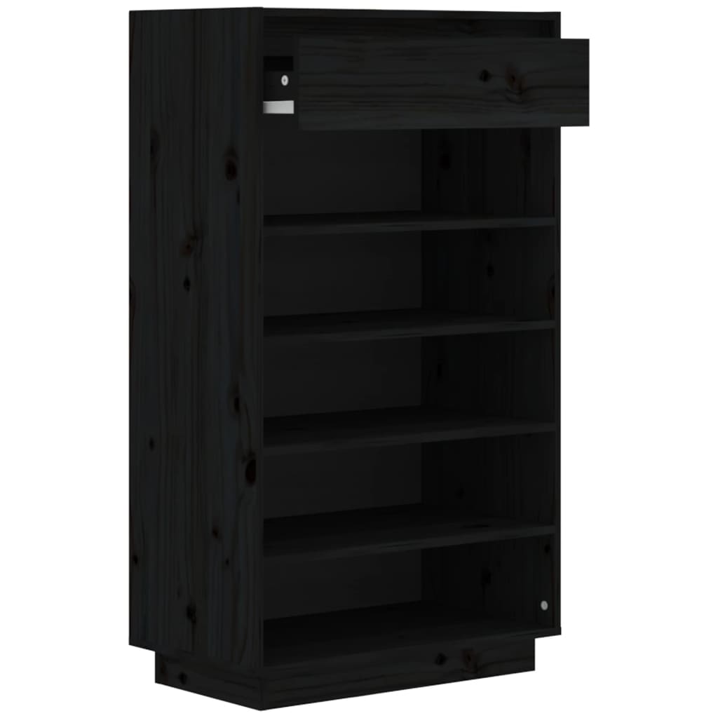 Schuhregal Schwarz 60x34x105 cm Massivholz Kiefer - Pazzar.ch