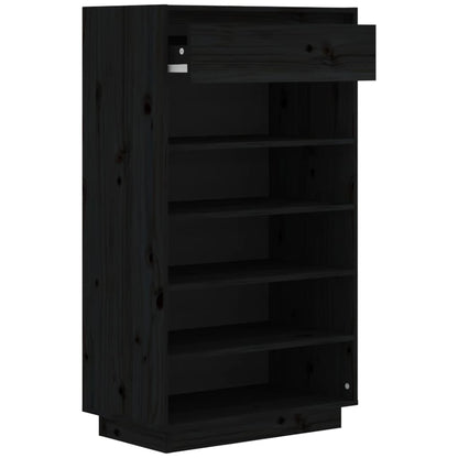 Schuhregal Schwarz 60x34x105 cm Massivholz Kiefer - Pazzar.ch