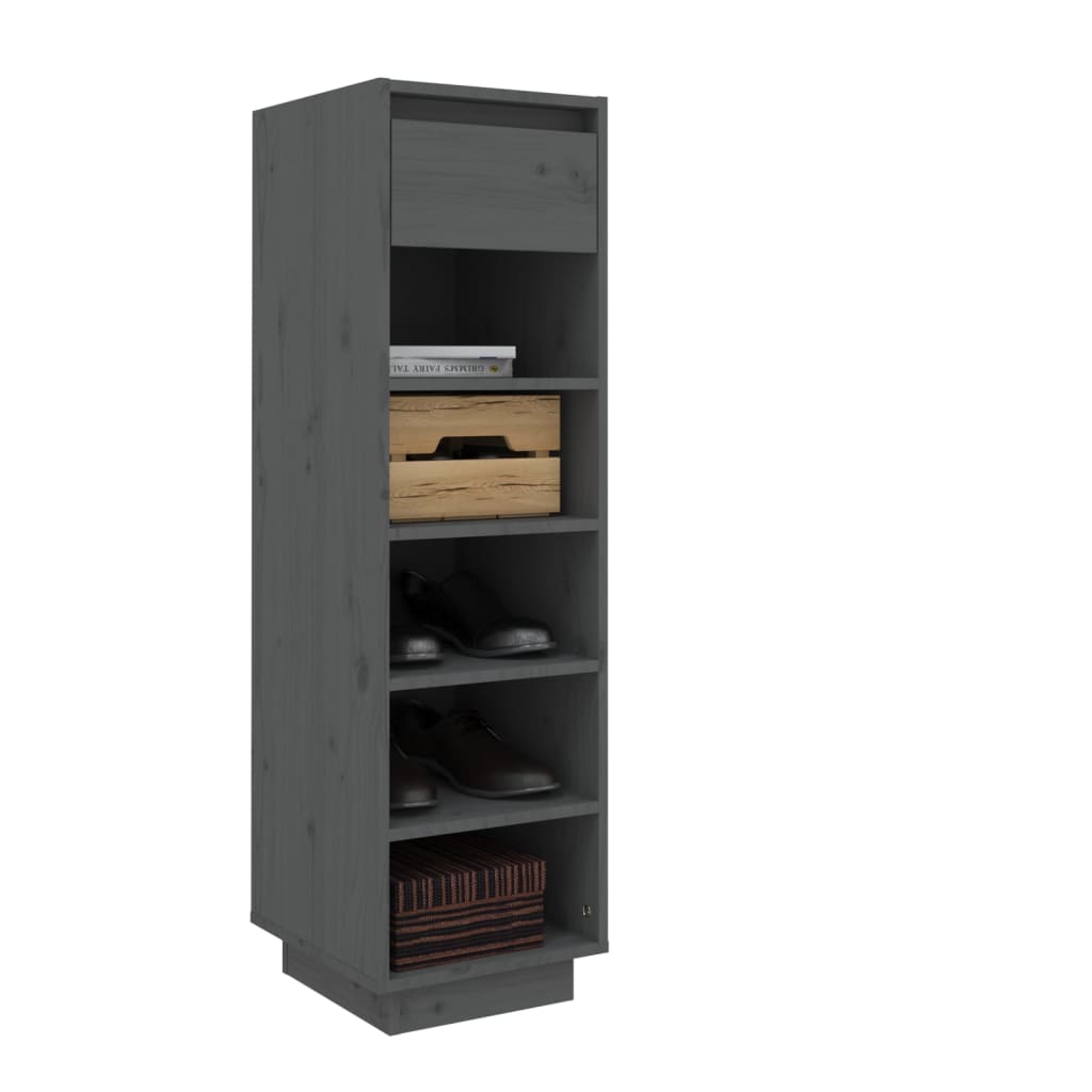 Schuhregal Grau 30x34x105 cm Massivholz Kiefer - Pazzar.ch