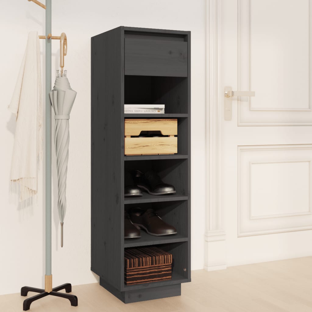 Schuhregal Grau 30x34x105 cm Massivholz Kiefer - Pazzar.ch