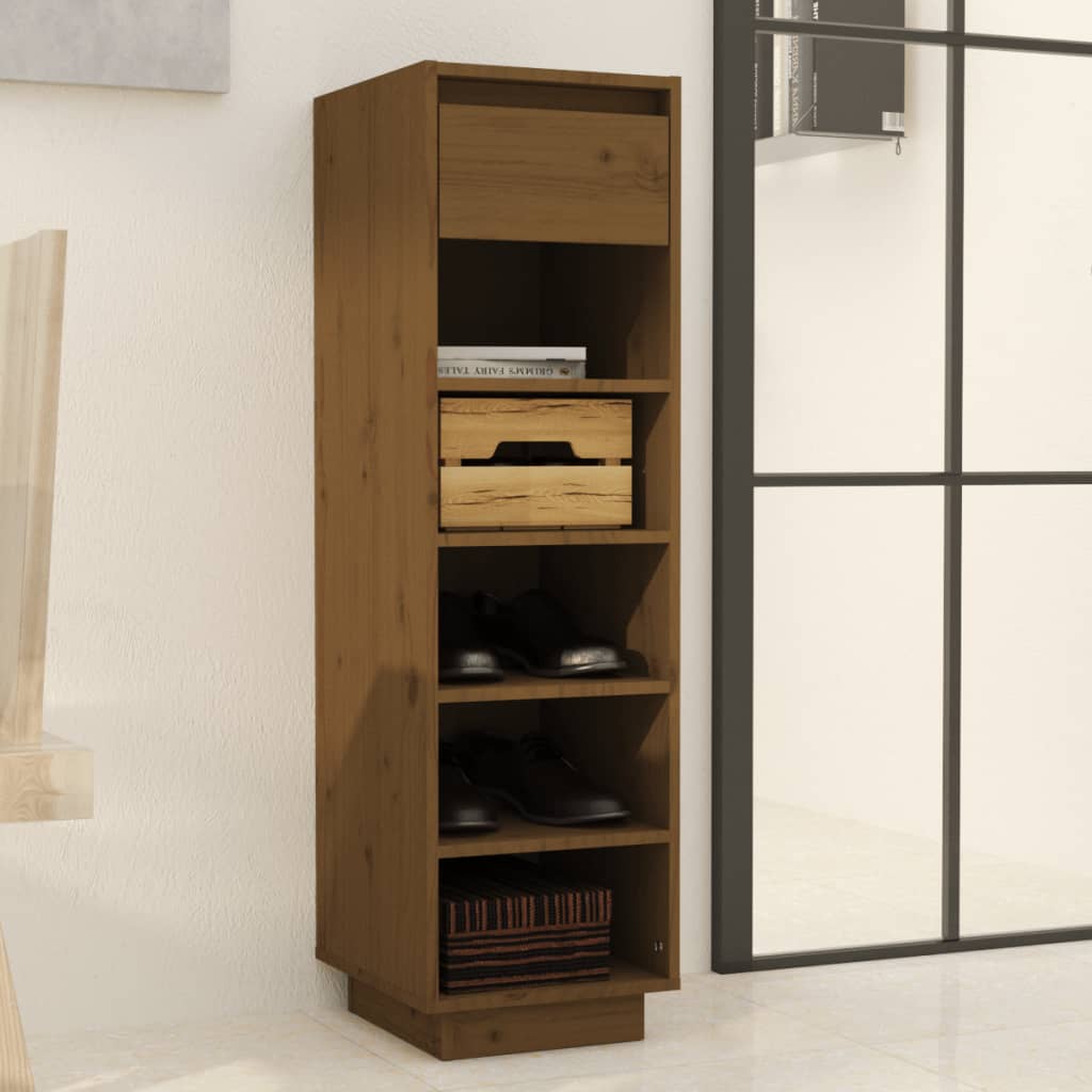 Schuhregal Honigbraun 30x34x105 cm Massivholz Kiefer - Pazzar.ch