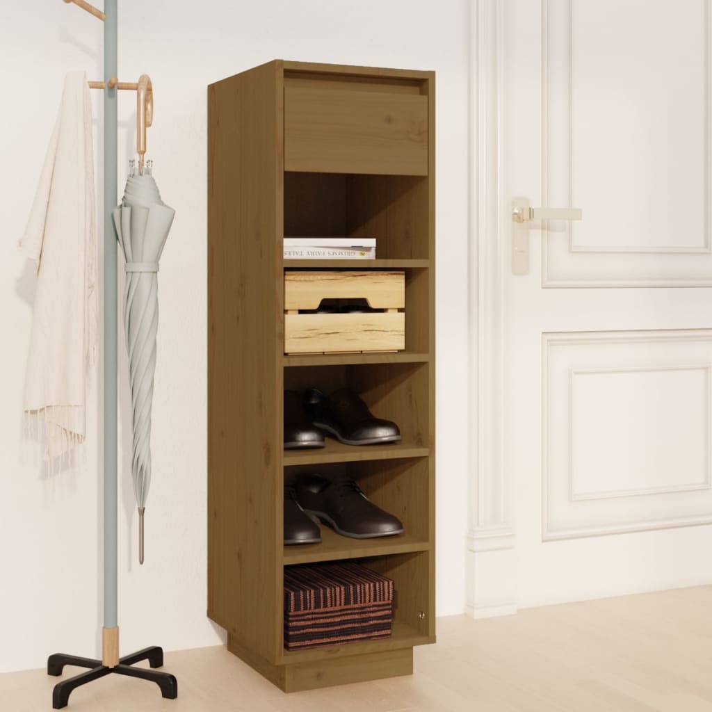 Schuhregal Honigbraun 30x34x105 cm Massivholz Kiefer - Pazzar.ch
