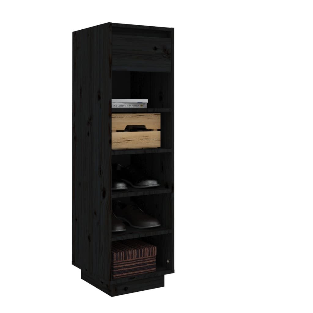 Schuhregal Schwarz 34x30x105 cm Massivholz Kiefer - Pazzar.ch