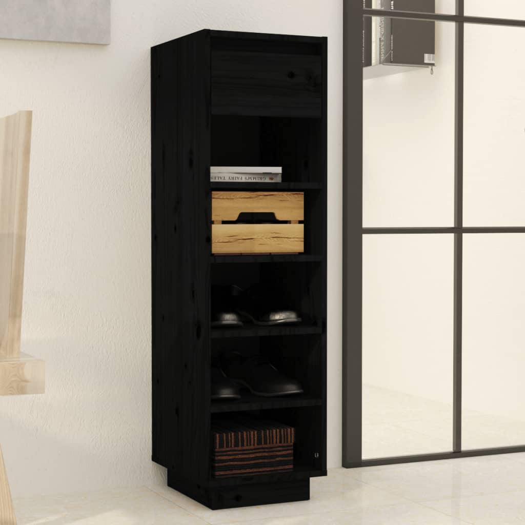 Schuhregal Schwarz 34x30x105 cm Massivholz Kiefer - Pazzar.ch