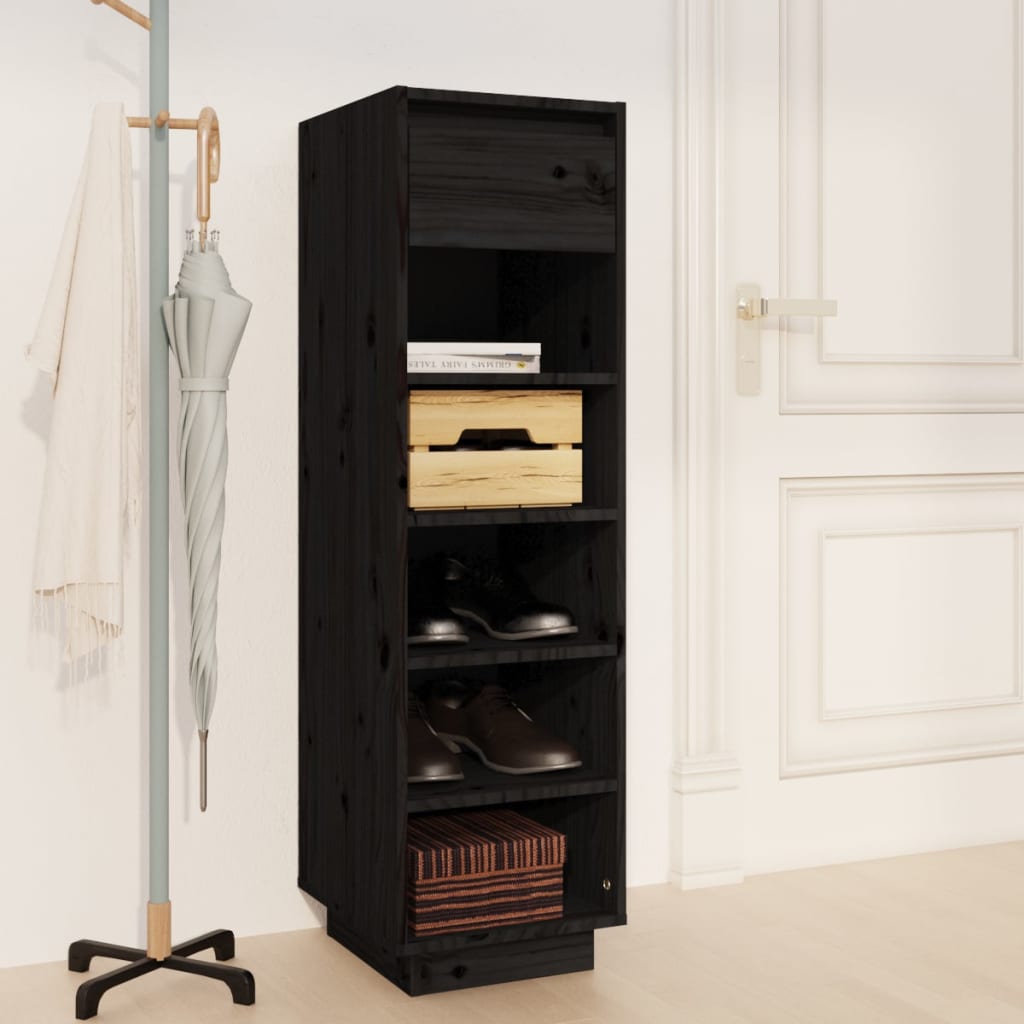 Schuhregal Schwarz 34x30x105 cm Massivholz Kiefer - Pazzar.ch