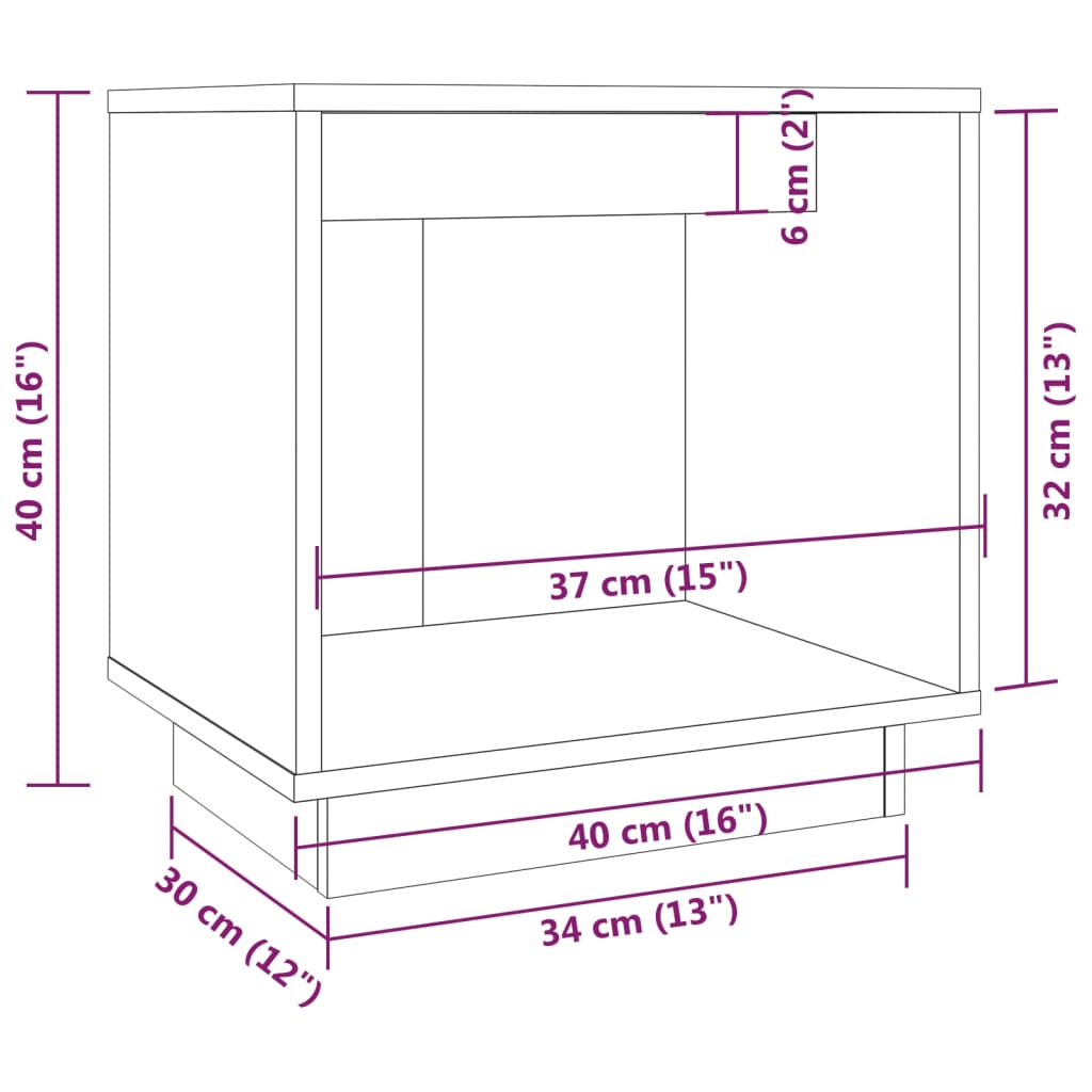 Nachttische 2 Stk. Grau 40x30x40 cm Massivholz Kiefer - Pazzar.ch