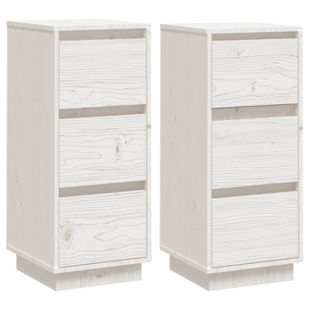 Sideboards 2 Stk. Weiß 32x34x75 cm Massivholz Kiefer