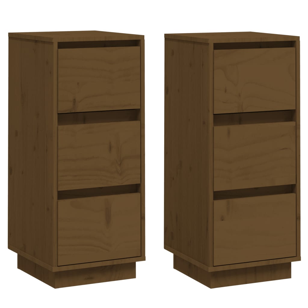 Sideboards 2 Stk. Honigbraun 32x34x75 cm Massivholz Kiefer - Pazzar.ch