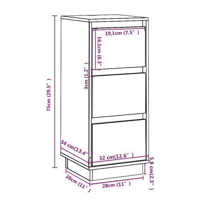 Sideboards 2 Stk. Honigbraun 32x34x75 cm Massivholz Kiefer - Pazzar.ch