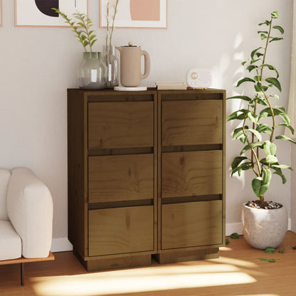 Sideboards 2 Stk. Honigbraun 32x34x75 cm Massivholz Kiefer - Pazzar.ch